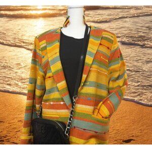 Colorful Artisan Woven Jacket M | Fiesta Festival Cruise Style | Fully Lined